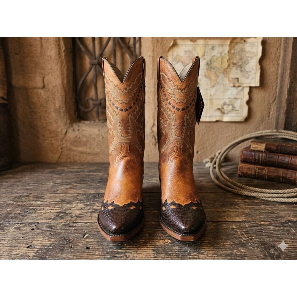 Lucchese 1883 NWT Maple Burn Pig Leather Handmade Western Cowboy Boots 10.5 D*